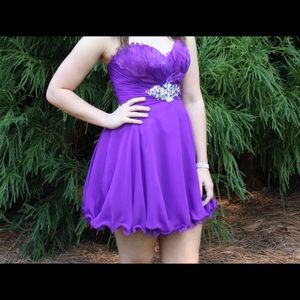 Purple feathered and beaded Cocktail Dress